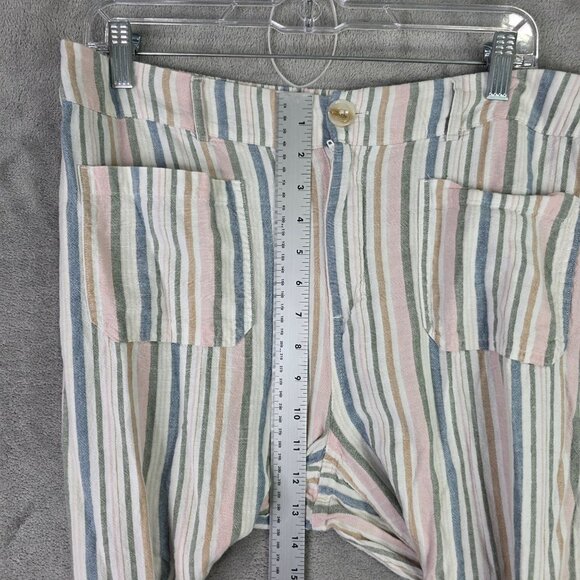 Womens Cato Multicolor Striped Linen Blend Pants Hi Rise Elastic Waist 14/16W - Picture 5 of 10